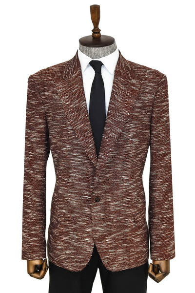 Slim Fit Patterned Sport Brown Men Blazer - Wessi