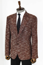 Slim Fit Patterned Sport Brown Men Blazer - Wessi