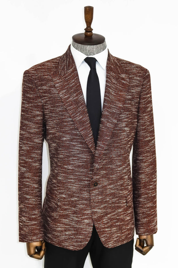 Slim Fit Patterned Sport Brown Men Blazer - Wessi