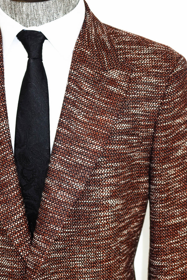 Slim Fit Patterned Sport Brown Men Blazer - Wessi