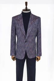 Slim Fit Patterned Sport Purple Men Blazer - Wessi