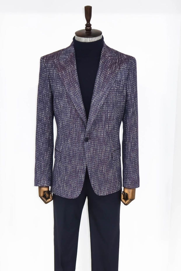 Slim Fit Patterned Sport Purple Men Blazer - Wessi