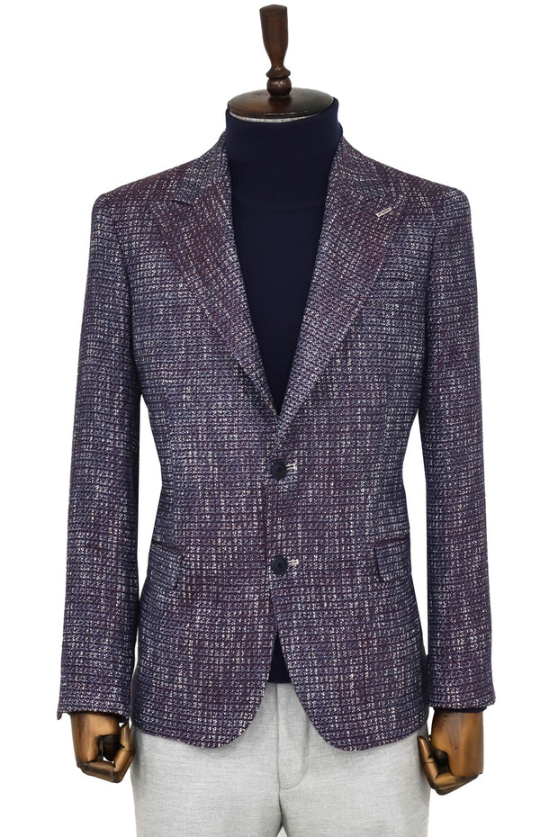 Slim Fit Patterned Sport Purple Men Blazer - Wessi