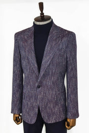 Slim Fit Patterned Sport Purple Men Blazer - Wessi