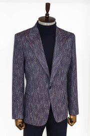 Slim Fit Patterned Sport Purple Men Blazer - Wessi