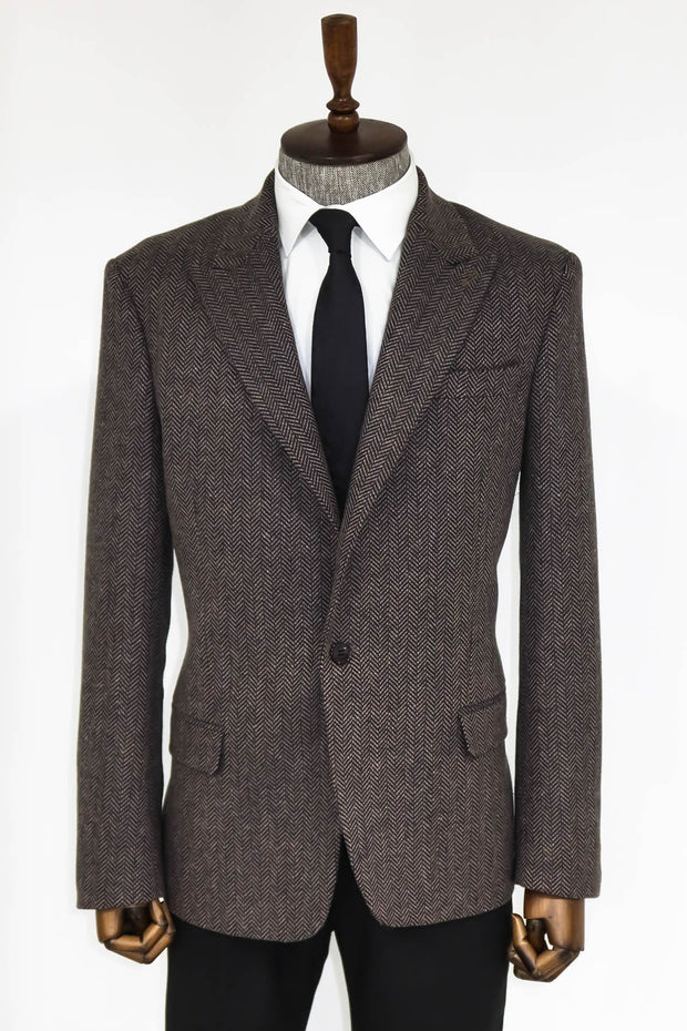 Houndstooth Wool Black Men Blazer - Wessi