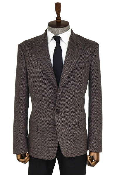 Houndstooth Wool Black Men Blazer - Wessi