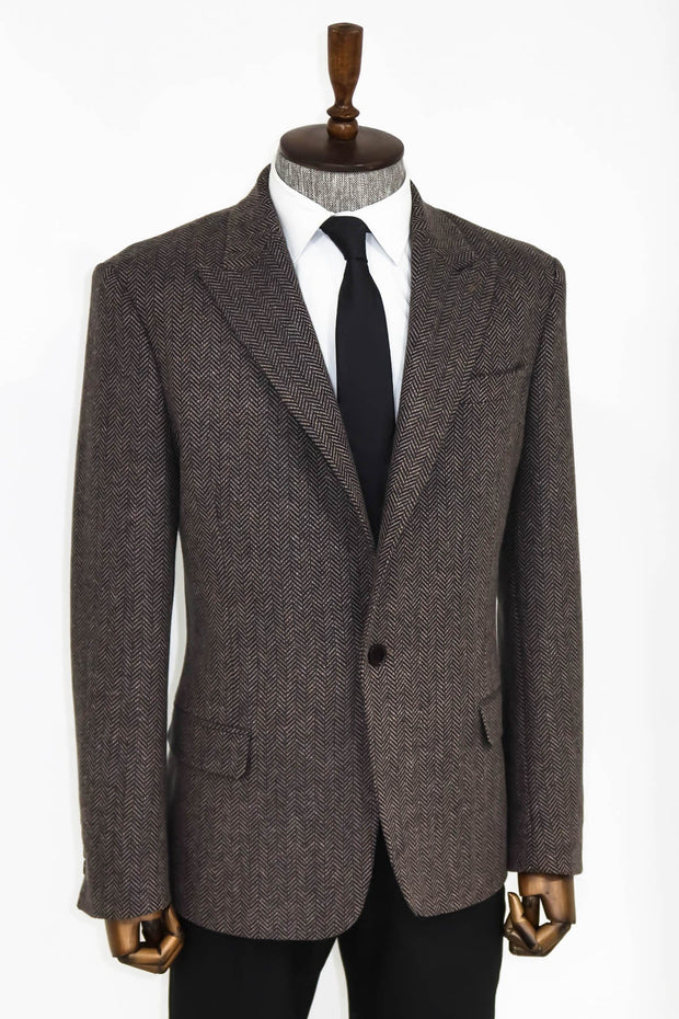 Houndstooth Wool Black Men Blazer - Wessi