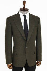 Houndstooth Wool Dark Green Men Blazer - Wessi