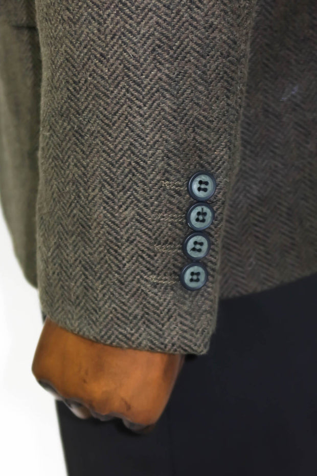 Houndstooth Wool Dark Green Men Blazer - Wessi