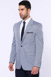 Slim-Fit Peak Lapel Blue Jacket - Wessi