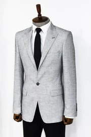 Patterned Slim Fit Grey Men Blazer - Wessi