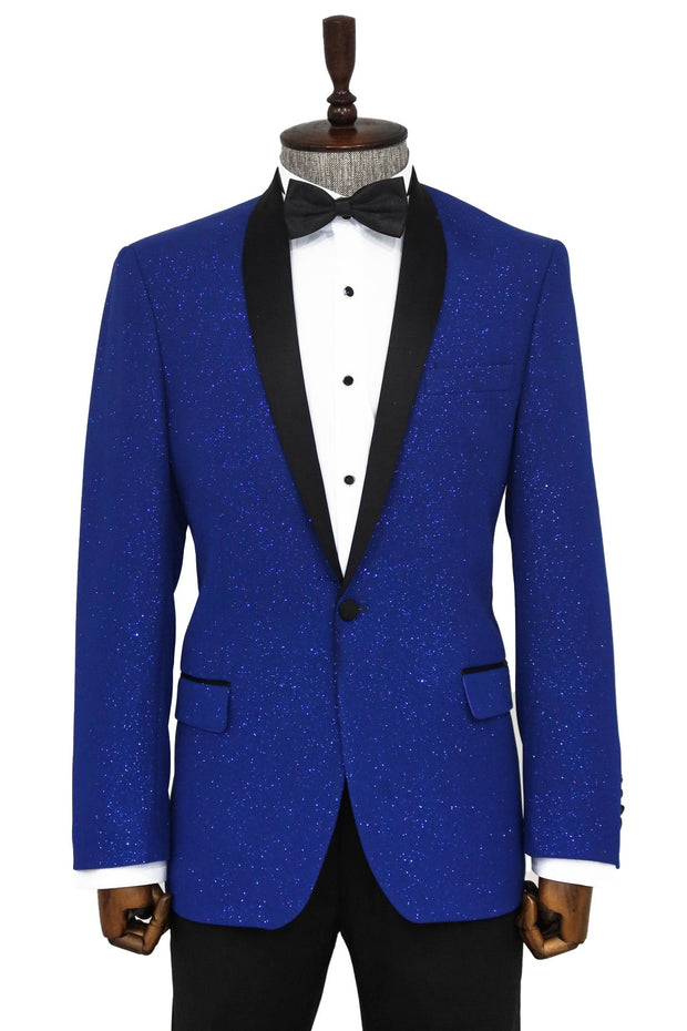 Shawl Lapel Navy Blue Men Prom Blazer - Wessi