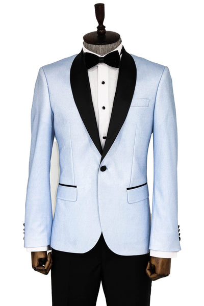 Shawl Lapel Sky Blue Men Prom Blazer - Wessi