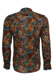 Animal Patterned Long Sleeves Multicolor Men Shirt - Wessi