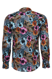 Floral Patterned Slim Fit Long Sleeves Multicolor Men Shirt - Wessi