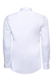 Cotton Satin Plain Slim Fit White Men Shirt - Wessi