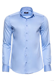 Cotton Satin Sky Blue Men Shirt - Wessi