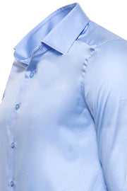 Cotton Satin Sky Blue Men Shirt - Wessi