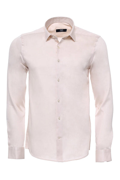 Slim Fit Long Sleeve Ivory Men Shirt - Wessi