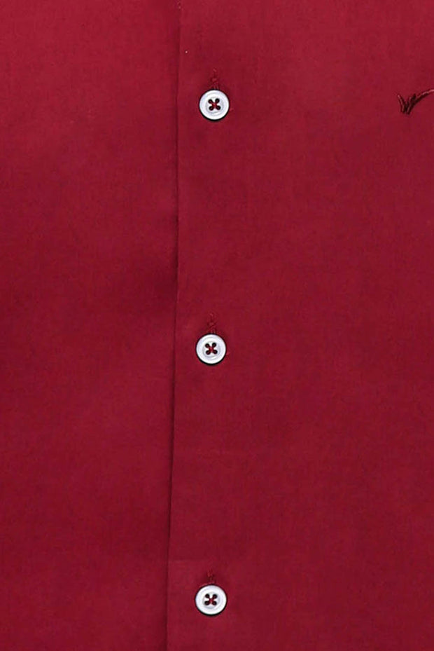 Plain Slim Fit Claret Red Men Shirt - Wessi