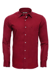 Plain Slim Fit Claret Red Men Shirt - Wessi