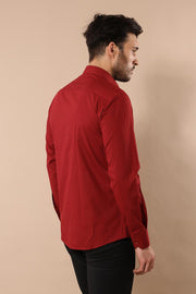 Plain Slim Fit Claret Red Men Shirt - Wessi