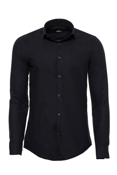 Plain Slim Fit Black Men Lumberjack Shirt - Wessi