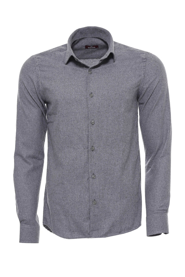 Plain Slim Fit Grey Men Lumberjack Men Shirt - Wessi