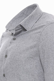 Slim Fit Plain Light Grey Men Lumberjack Shirt - Wessi