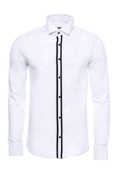 Button Detailed White Formal Shirt - Wessi