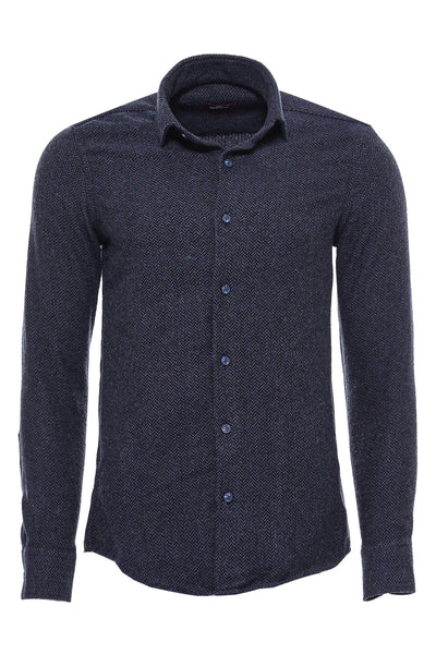 Thick Patterned Navy Blue Men Lumberjack Shirt - Wessi