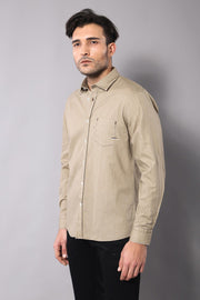 Cotton Long Sleeves Beige Men Shirt - Wessi