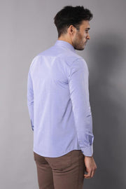 Patterned Blue Men's Long Sleeve Shirt | Wessi