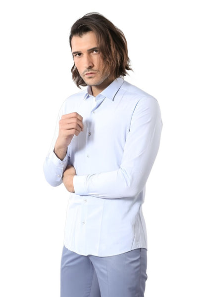 Blue Patterned Slim Fit Shirt - Wessi