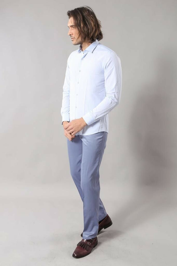 Blue Patterned Slim Fit Shirt - Wessi