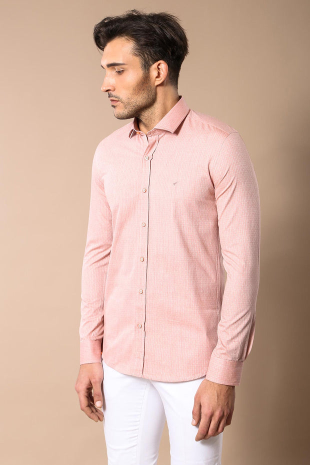 Pink Patterned Slim-Fit Men Shirt | Wessi