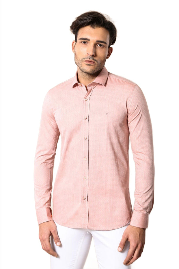 Pink Patterned Slim-Fit Men Shirt | Wessi