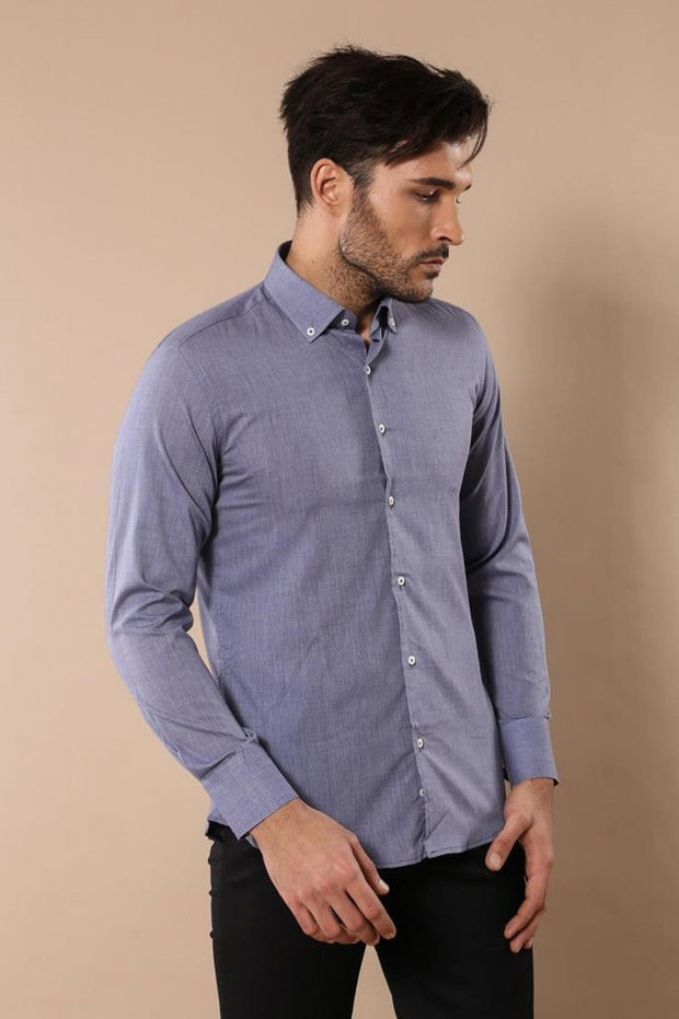 Blue Plain Linen Men's Shirt | Wessi