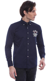 Emblemed Long Sleeve Navy Blue Shirt - Wessi