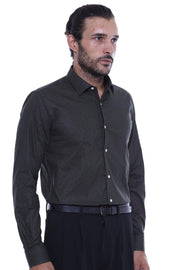 Green Self Patterned Slimfit Shirt - Wessi