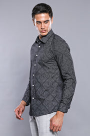 Patterned Smoked Long Sleeve Shirt | Wessi