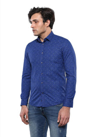 Patterned Blue Long Sleeve Shirt | Wessi