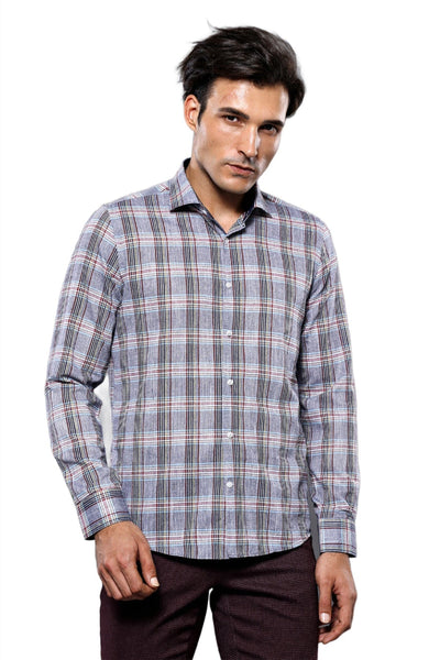 Casual Blue Plaid Shirt - Wessi