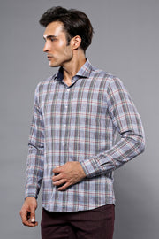 Casual Blue Plaid Shirt - Wessi