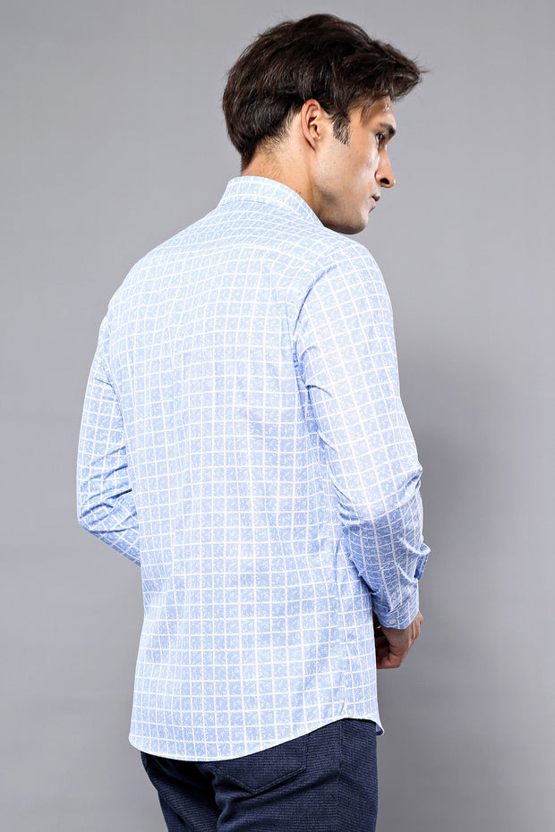 Patterned Plaid Light Blue Shirt - Wessi