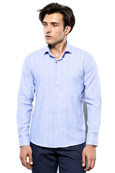 Checked Long Sleeve Blue Shirt | Wessi