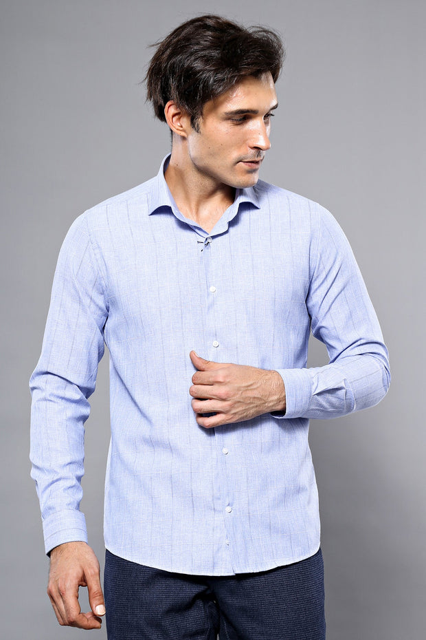 Checked Long Sleeve Blue Shirt | Wessi