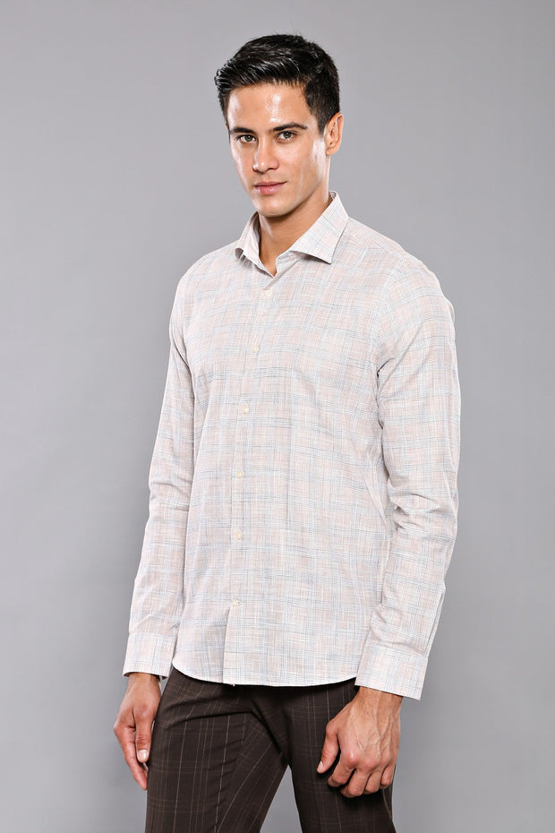 Checked Beige Shirt - Wessi