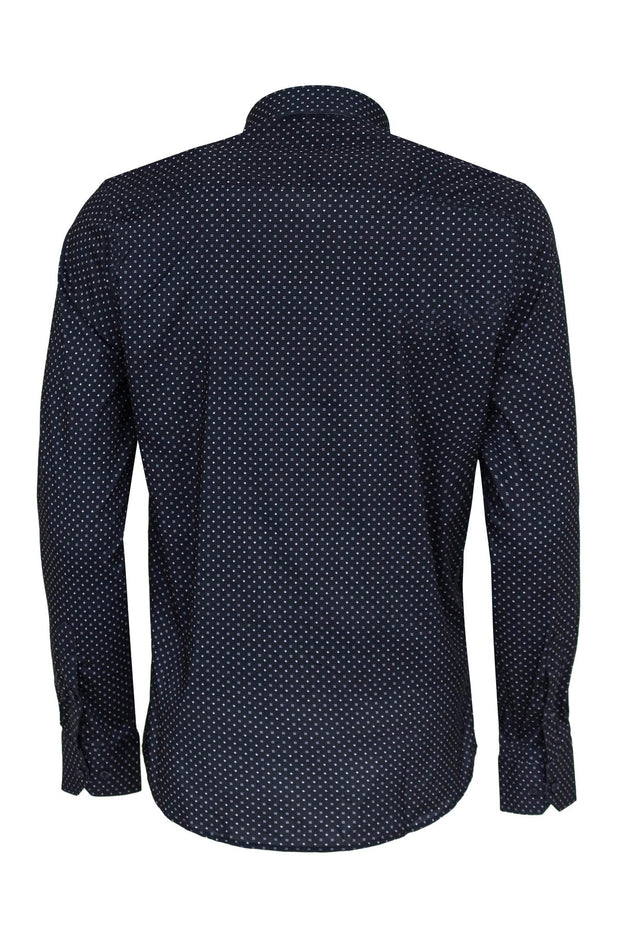 Patterned Slim Fit Navy Blue Men Shirt - Wessi